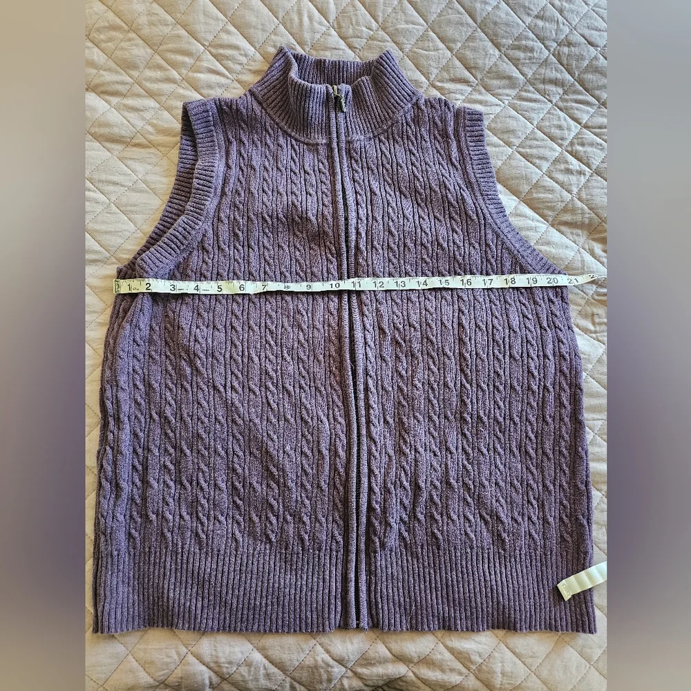 Pendleton Unisex Soft‎ Purple Cotton Preppy Cable Knit Full Zip Vest Sz XL